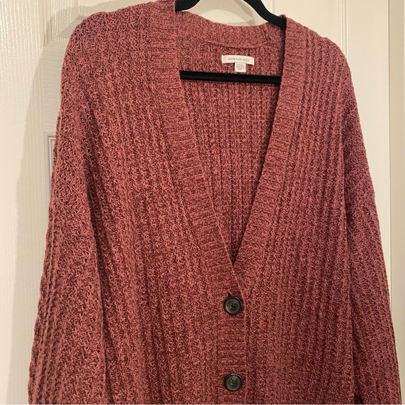 American Eagle Burgundy Cardigan - Picture 2 of 6